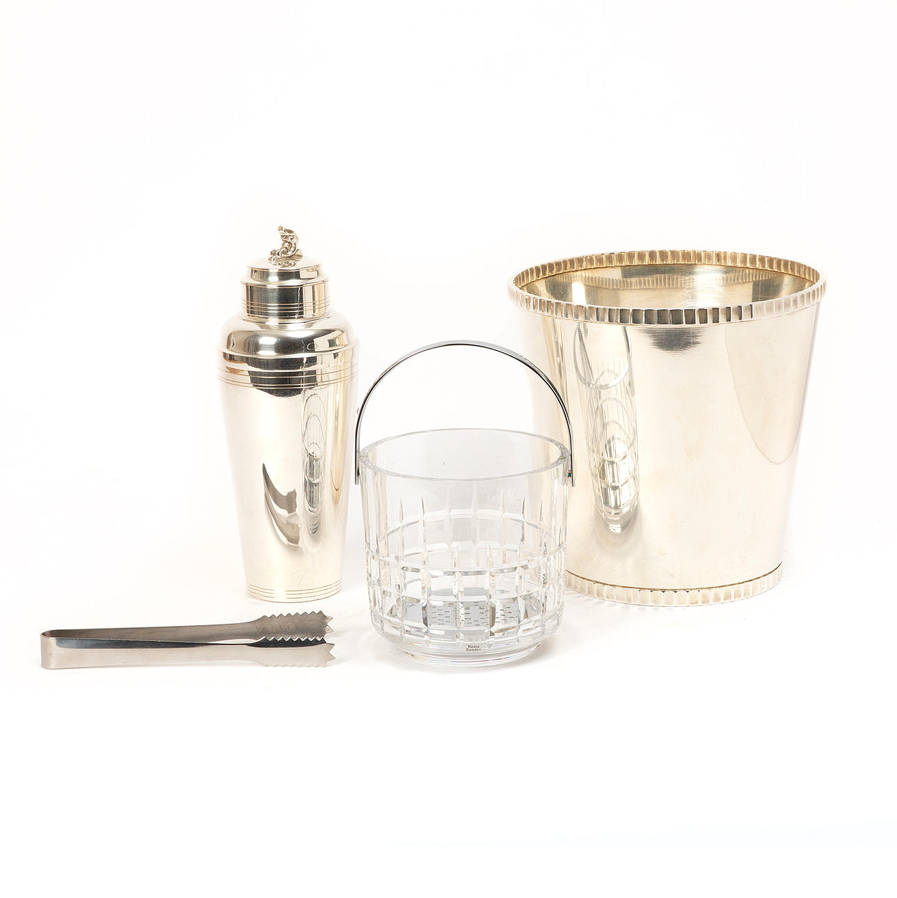 CHAMPANGEKYL, SHAKER samt ISHINK. Nysilver.