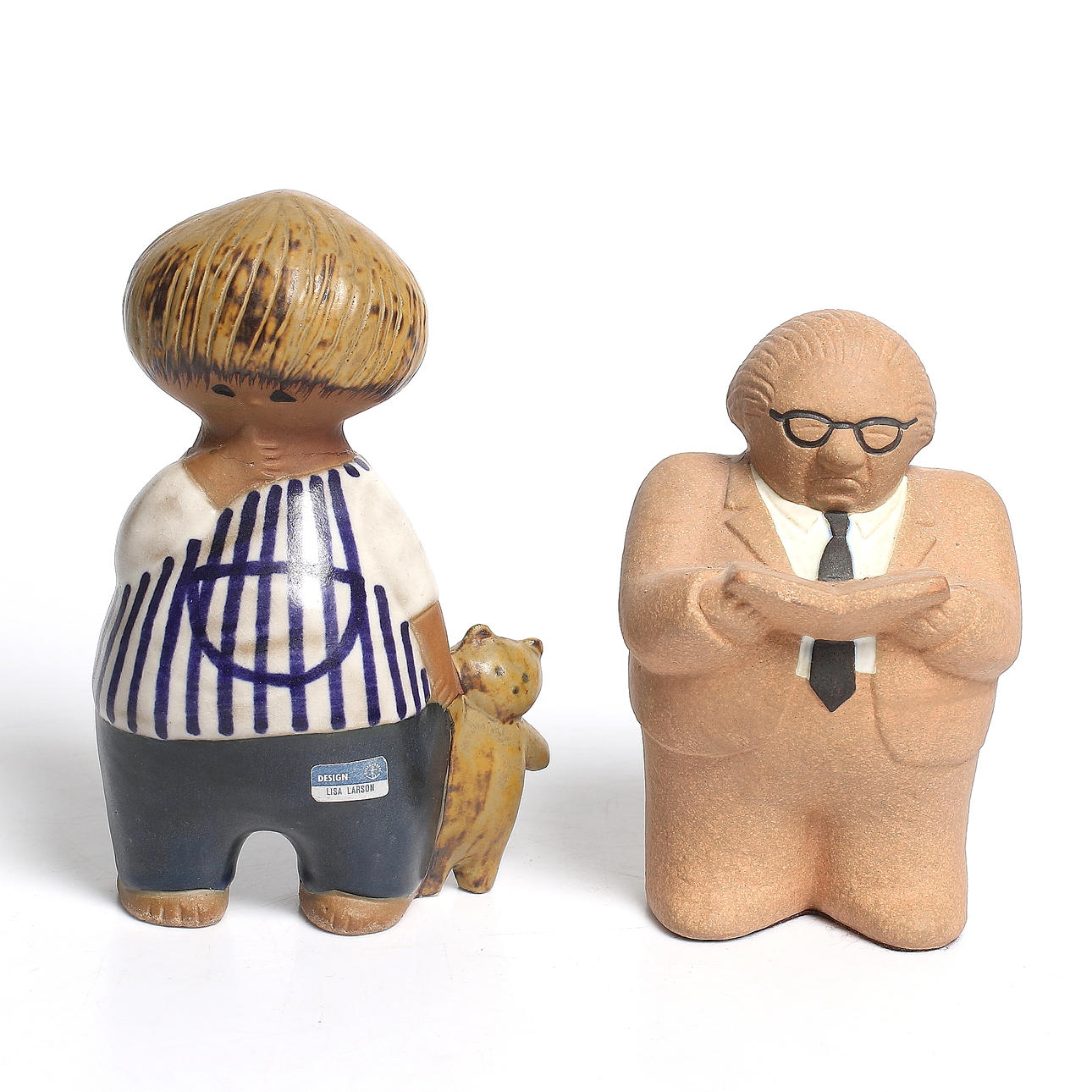 SKULPTURER, 2 st, stengods, "Malin" och "Gunnar Sträng", Gustavsberg. 1900-tal.