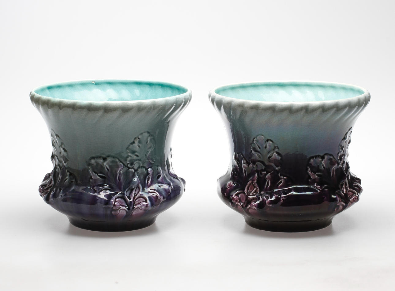 KRUKOR, ett par, majolika, Rörstrand.