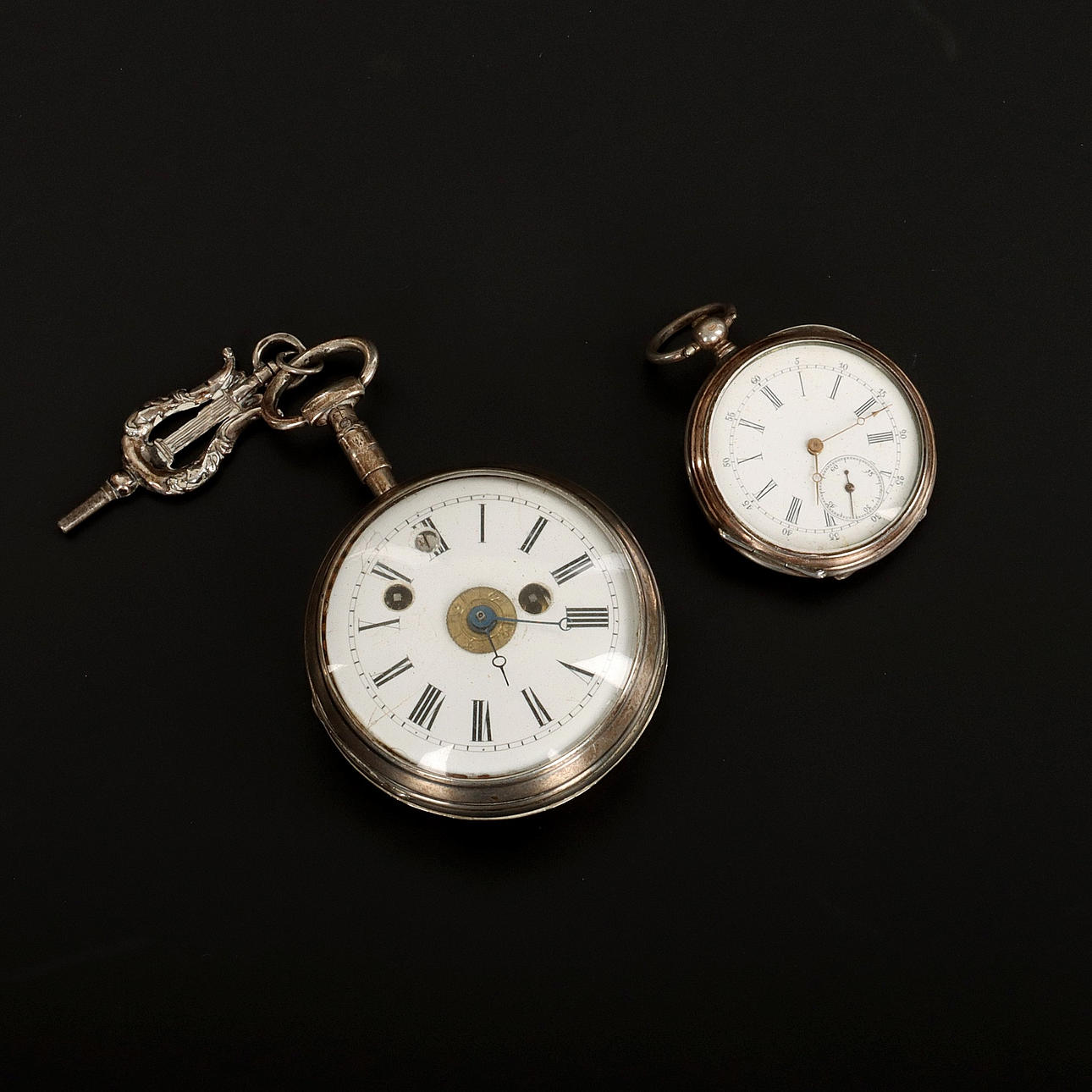 A pocket watch, 2 pieces, silver, Avance Retard and Cylindre 10 Rubis ...