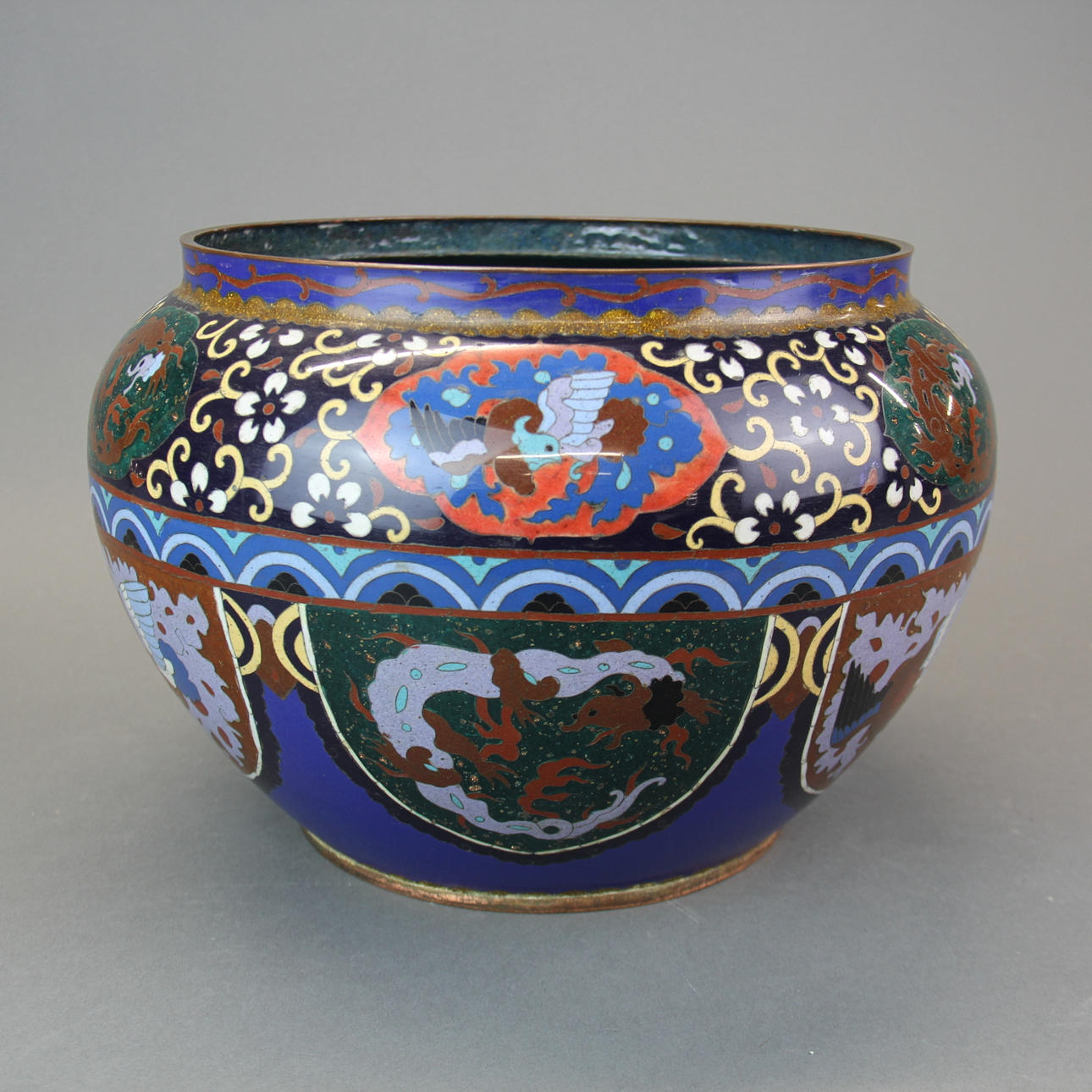 JAPANSK CLOISONNE KOBBERPLANTER.