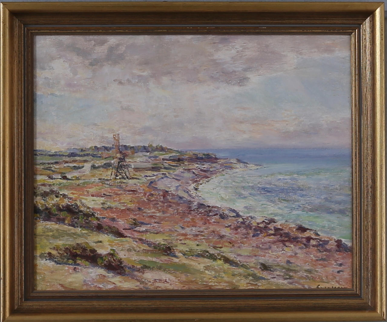 SVEN JOANN. Strandmotiv, olja på pannå, signerad.