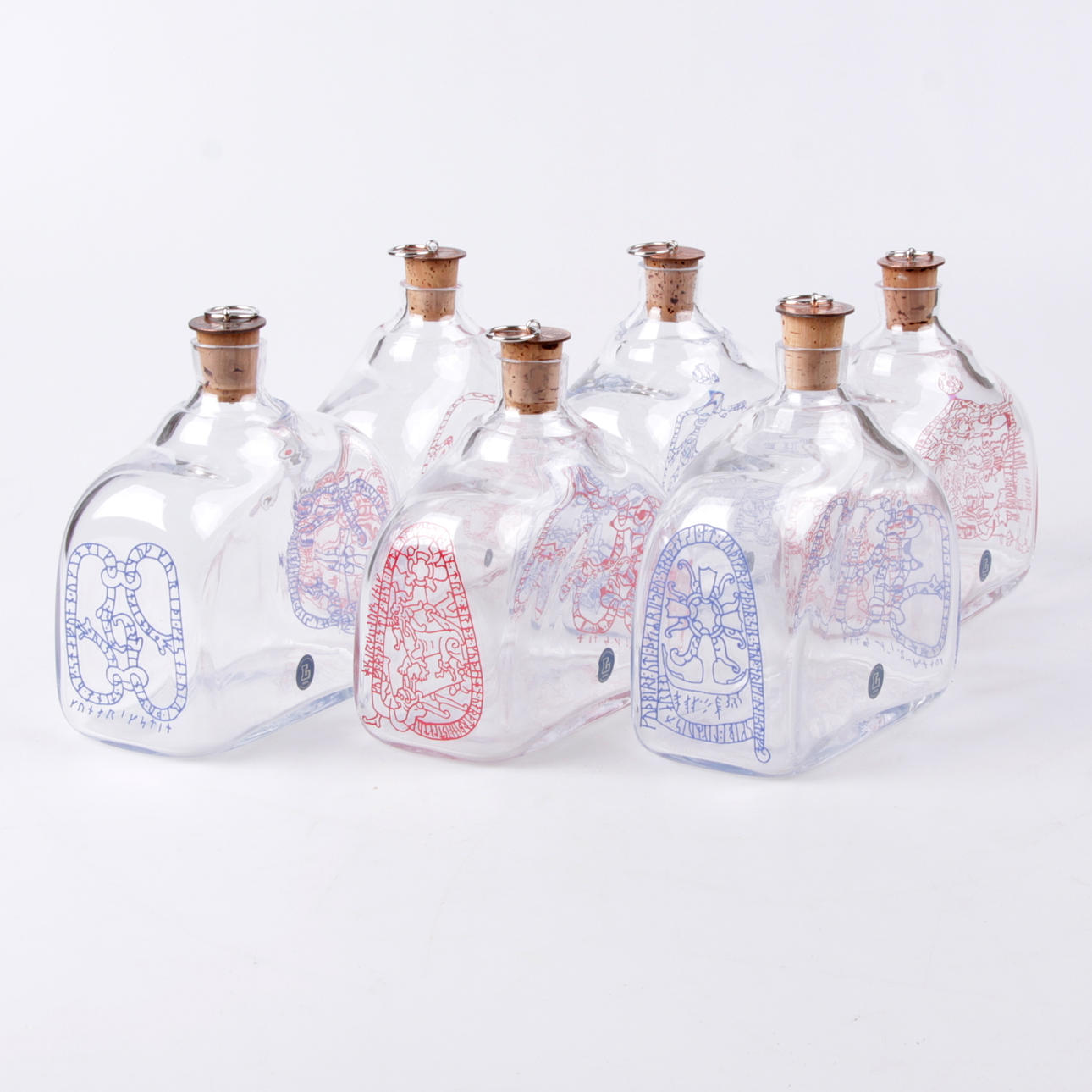 BRÄNNVINSKARAFFER, 6 st. Lindshammar, 1900-tal.