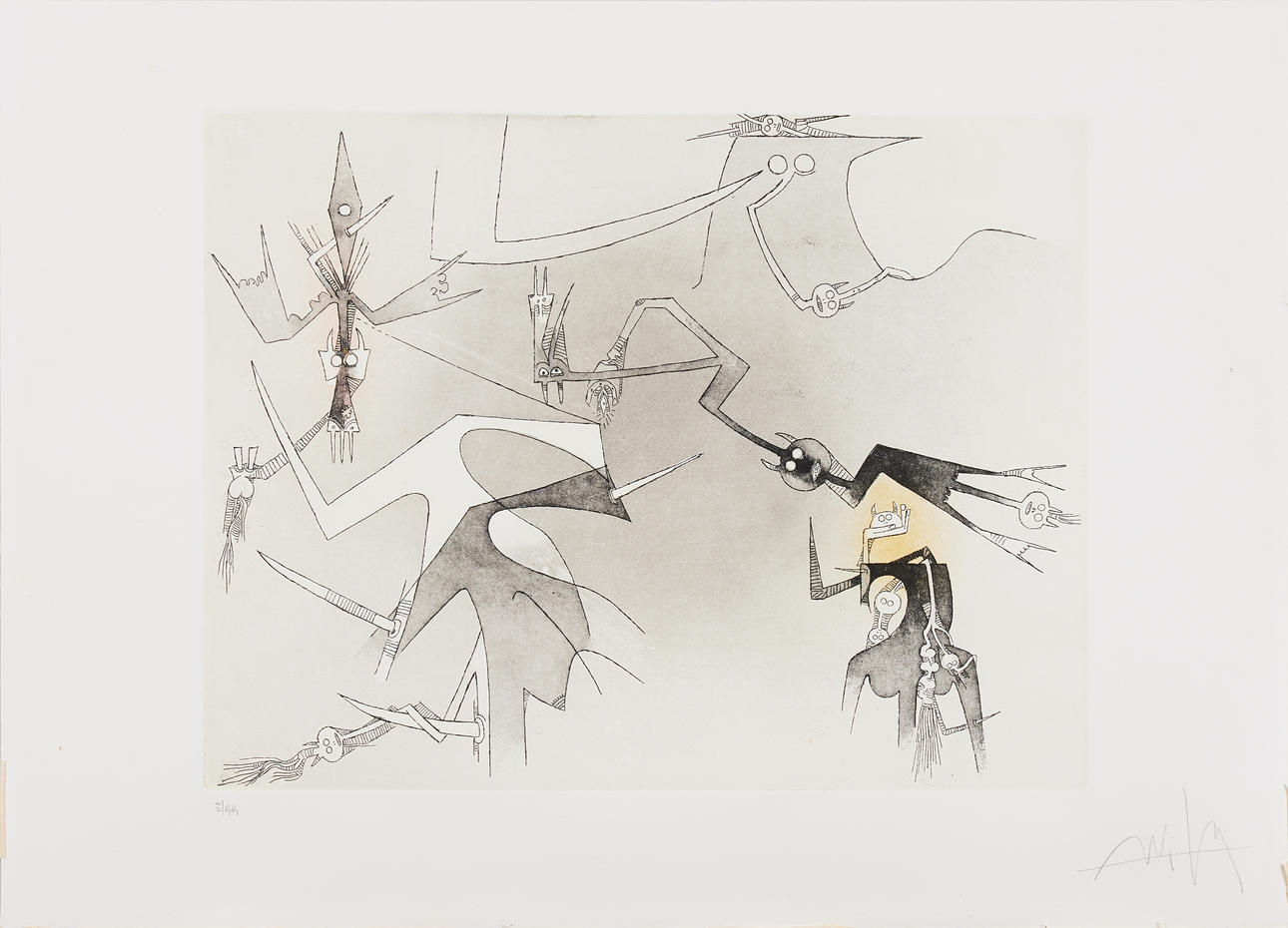WIFREDO LAM (KUBA, 1902-1982). Lithograph, signed, numbered 3/99.