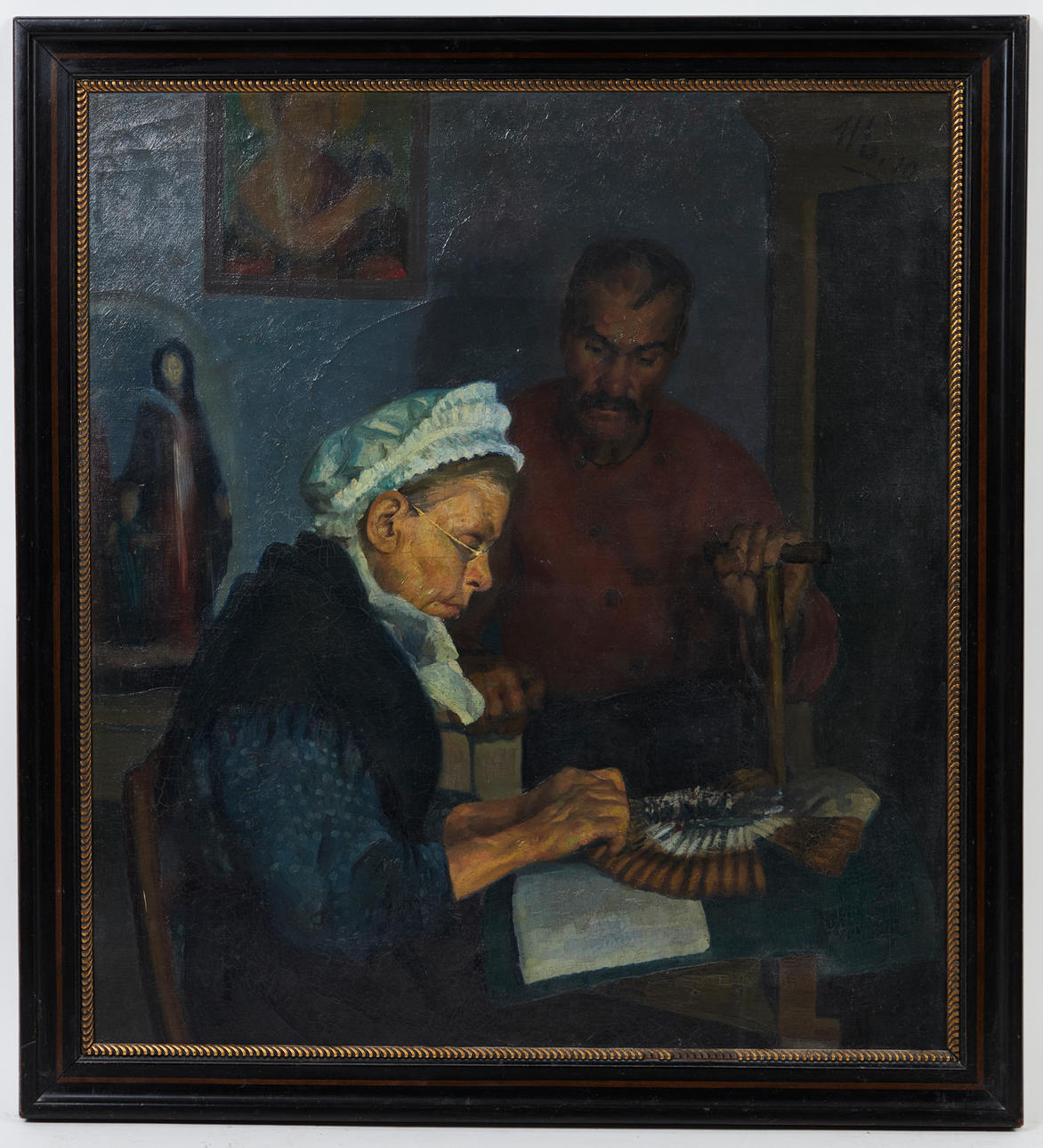 HANS EDER. Painting, The Lacemaker, 1910.