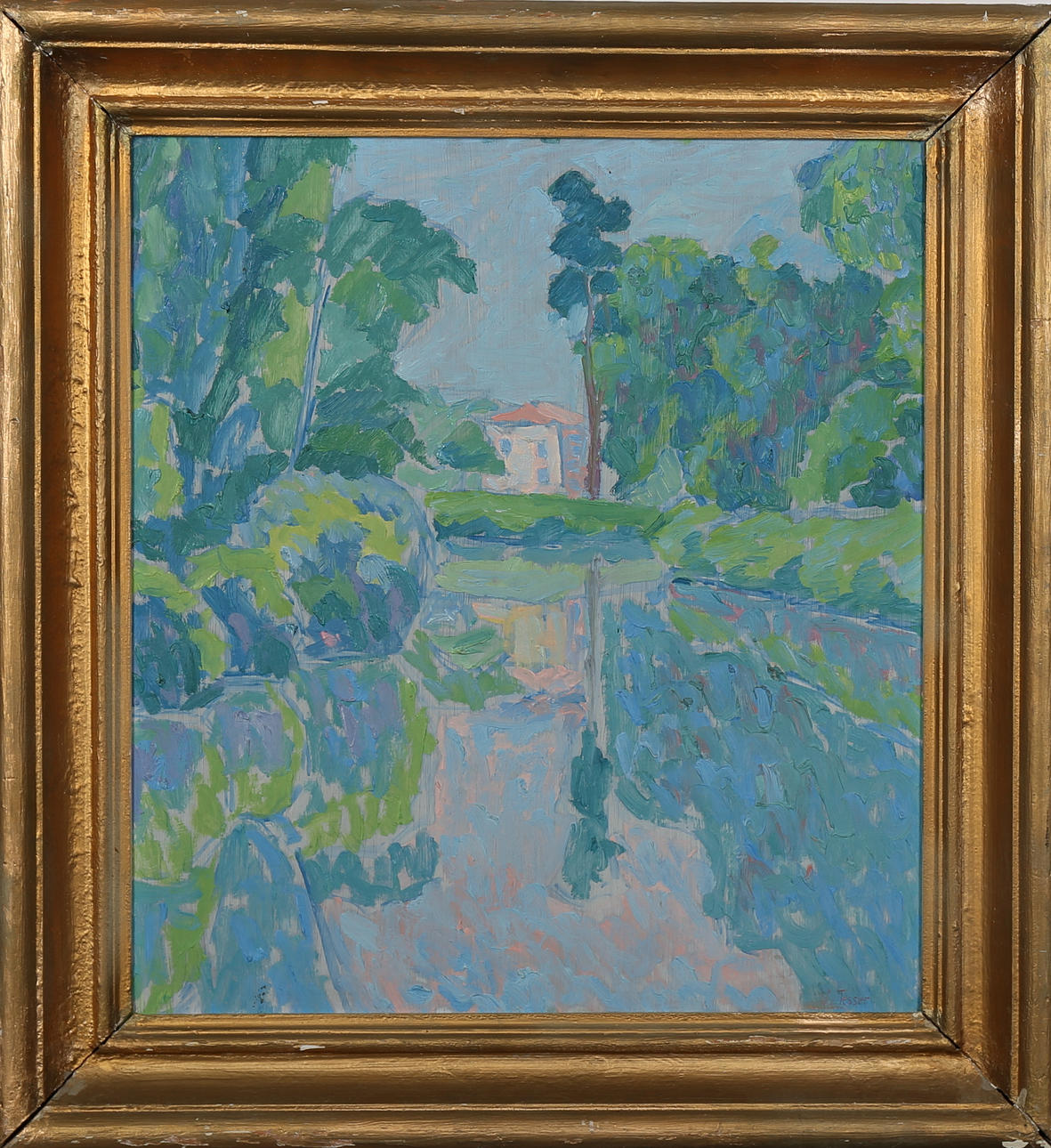 VIKTOR TESSER. Landskap, olja på pannå, signerad.