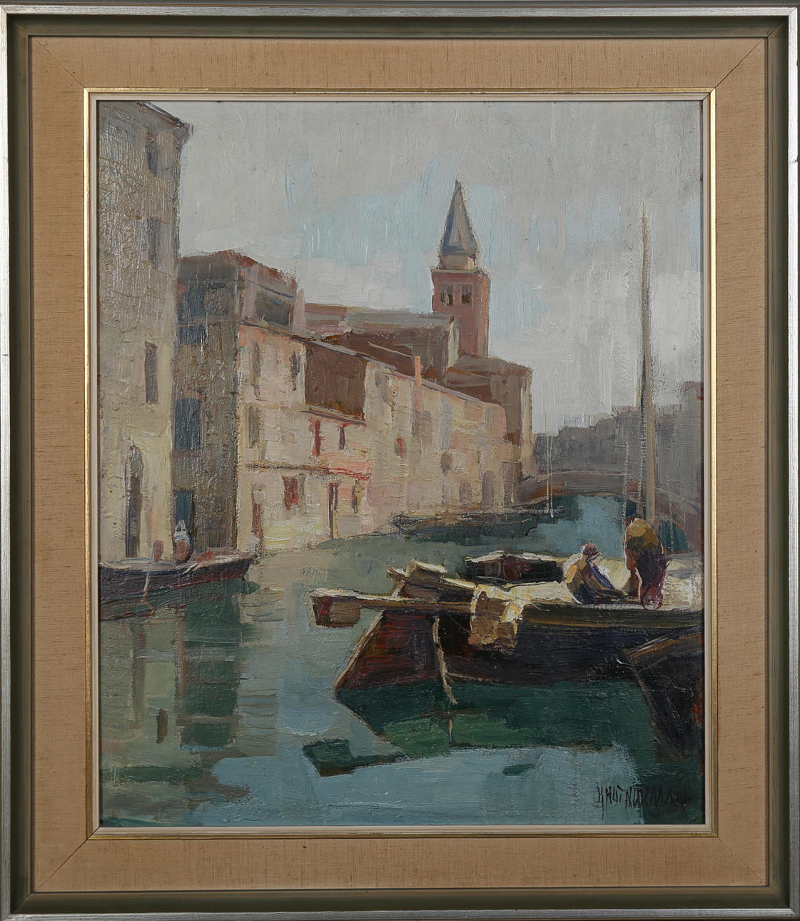 KNUT NORRMAN. Motiv från Venedig, olja på pannå, signerad.