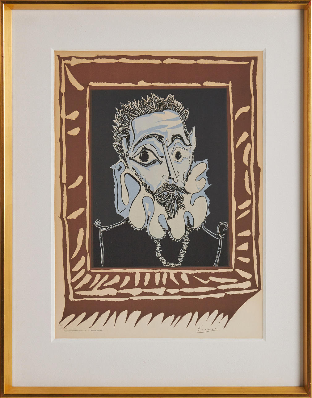 PABLO PICASSO. EFTER. Man med krage, litografi.