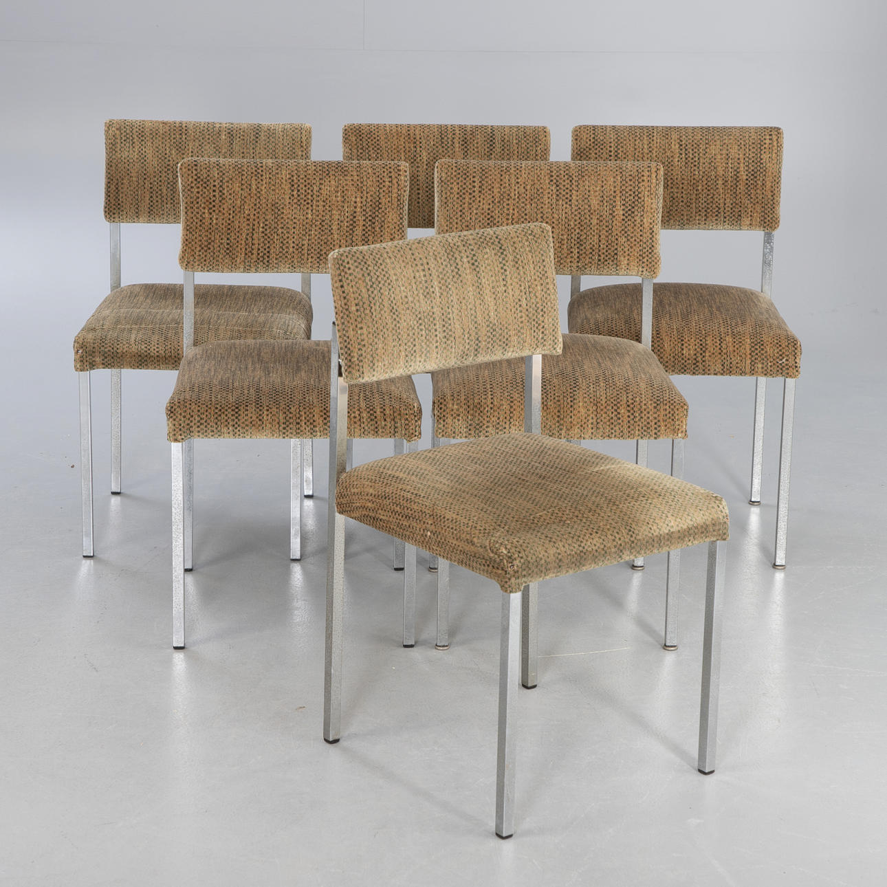6 chairs, chrome frame, probably Lübke, Germany, 1970s.