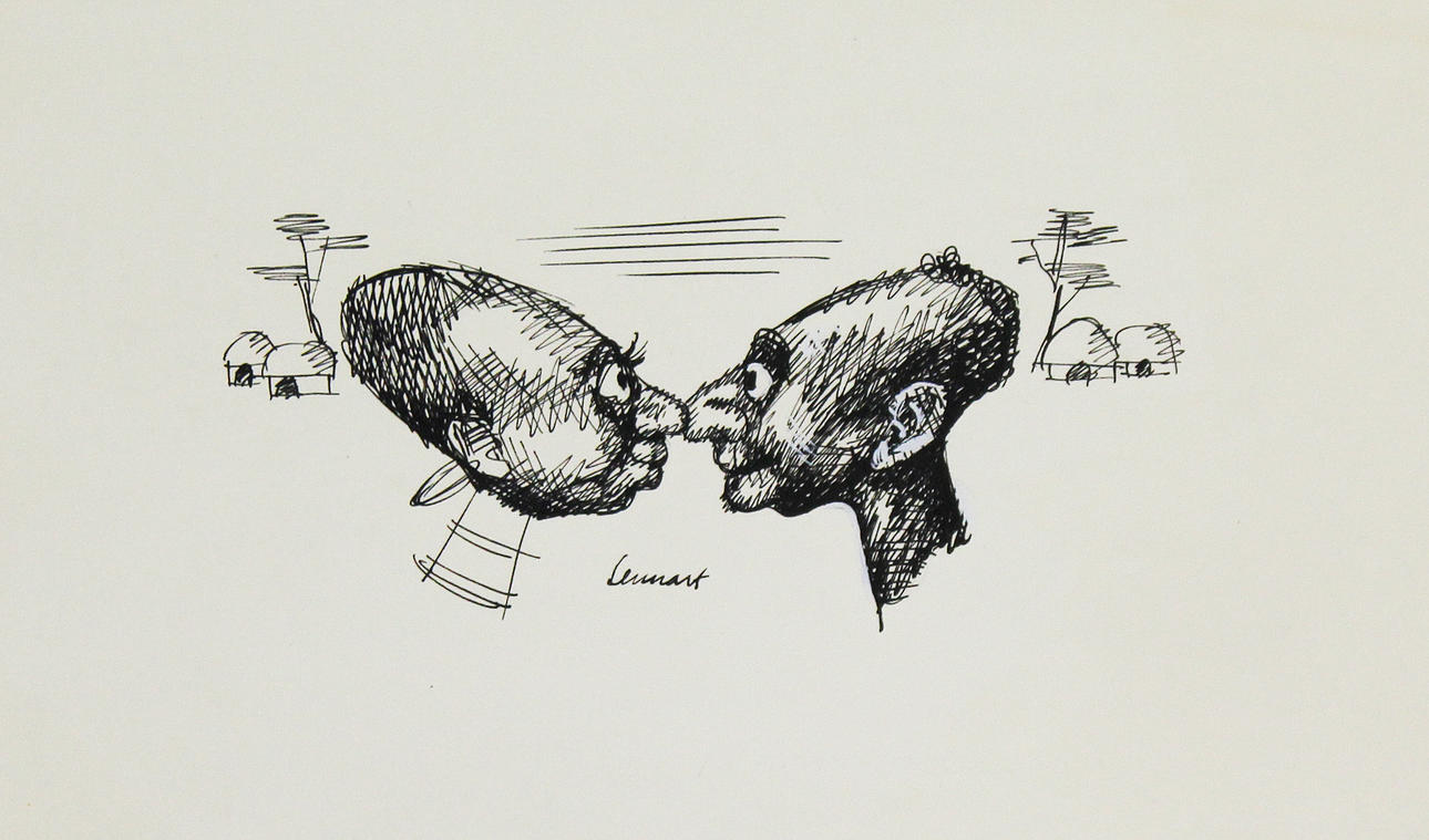 LENNART RANGHUSEN. Afrikaner. Tuschteckning. Signerad Lennart.