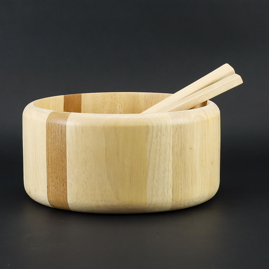 SALATSCHÜSSEL mit Besteck, Holz, Arabien.