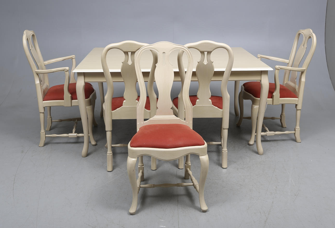 MATSALSMÖBEL, 6 delar, bondrokoko-stil. 1900/2000-tal.