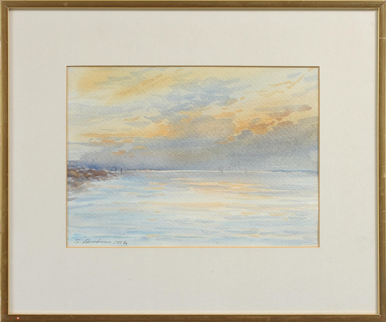 SARO ARATOUN. Kustbild, akvarell, signerad.