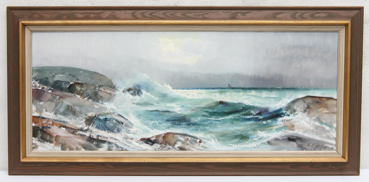 TAGE ERIKSSON. Olja på duk. Kustbild, signerad.
