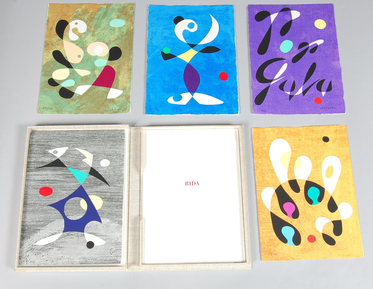 Pierre Olofsson, mapp med 5 st, serigrafier, signerade, numrerade 67/100.