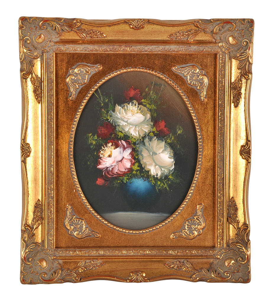 BLUMENGEMÄLDE. Stilleben i fantastiska ramar, samtida.