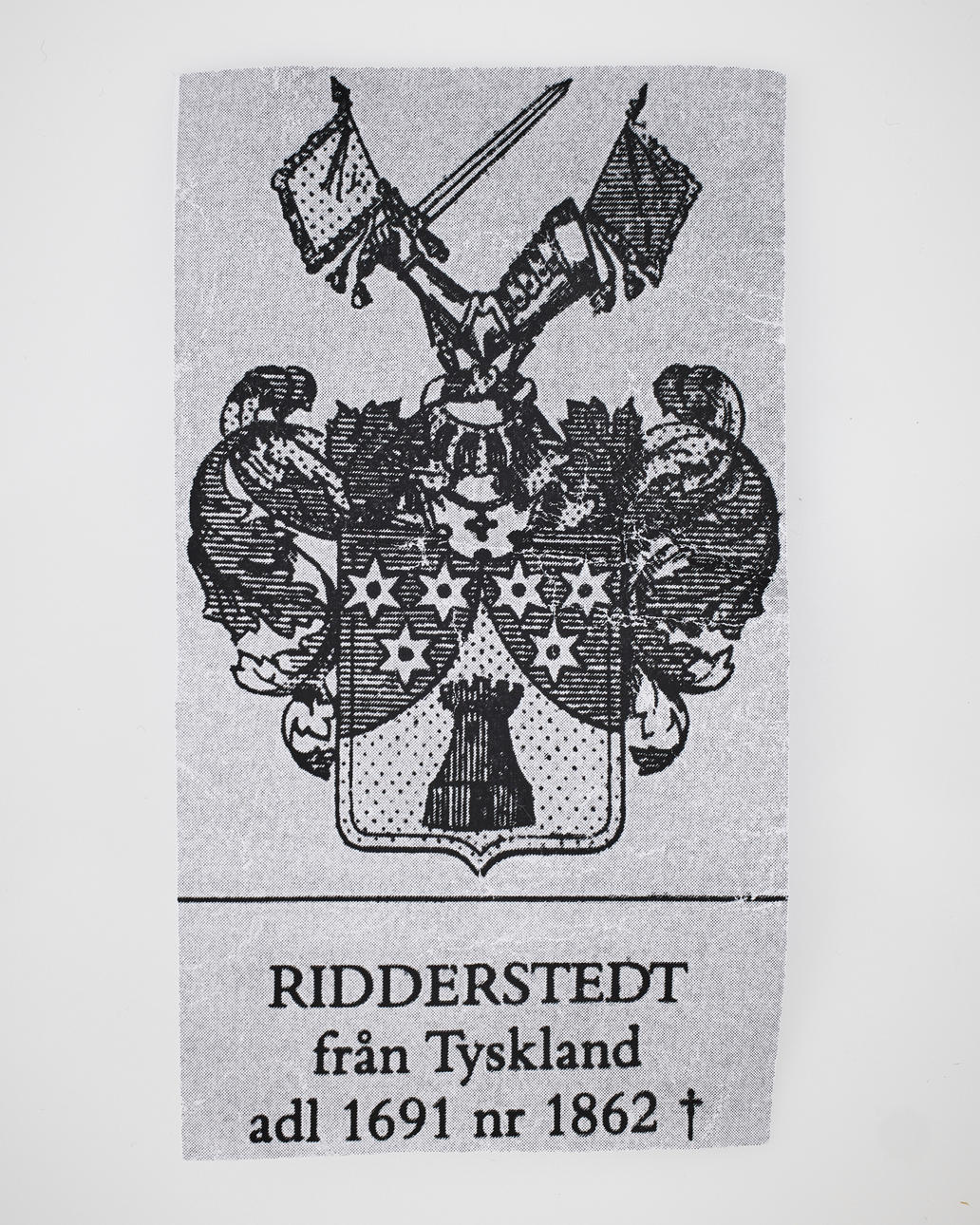 SIGILL FÖR ADLIGA ÄTTEN RIDDERSTEDT, 1700-tal, gjutet och graverat stål ...