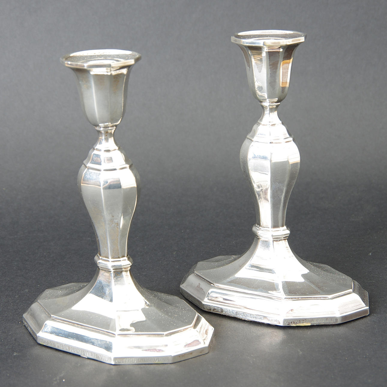 LJUSSTAKAR, 1 par, silver, stämplade Anders Nilsson Lund 1931.