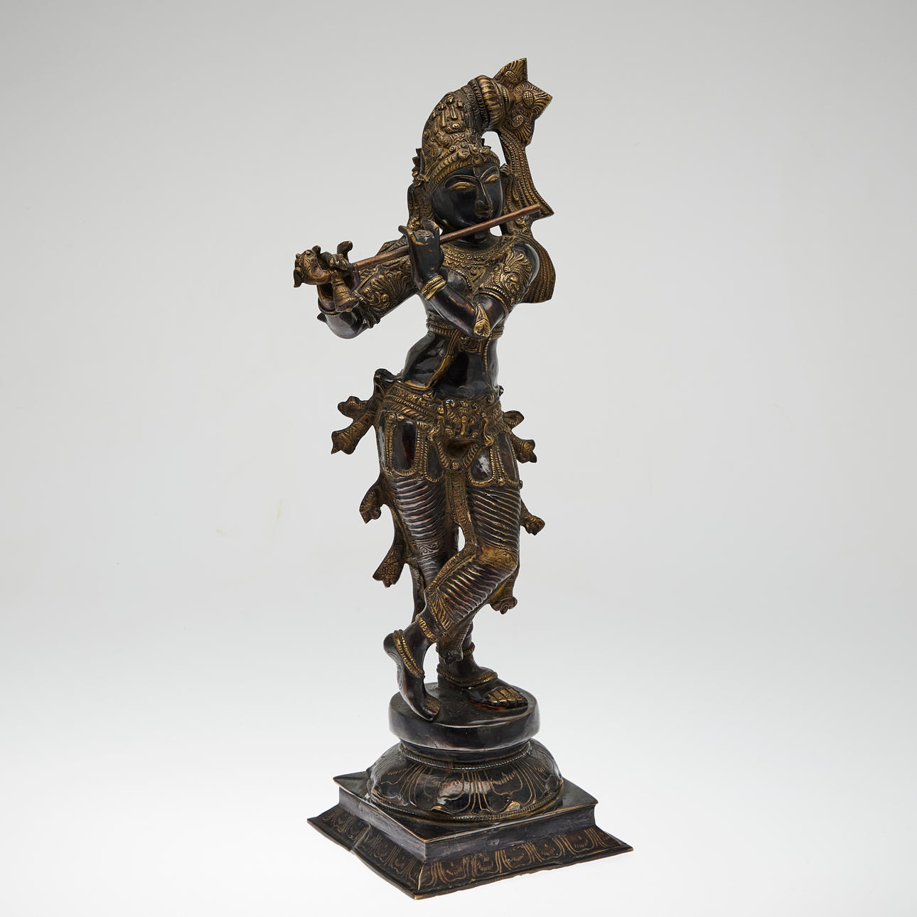 Skulptur / Figur, Krishna, Messing bronziert.