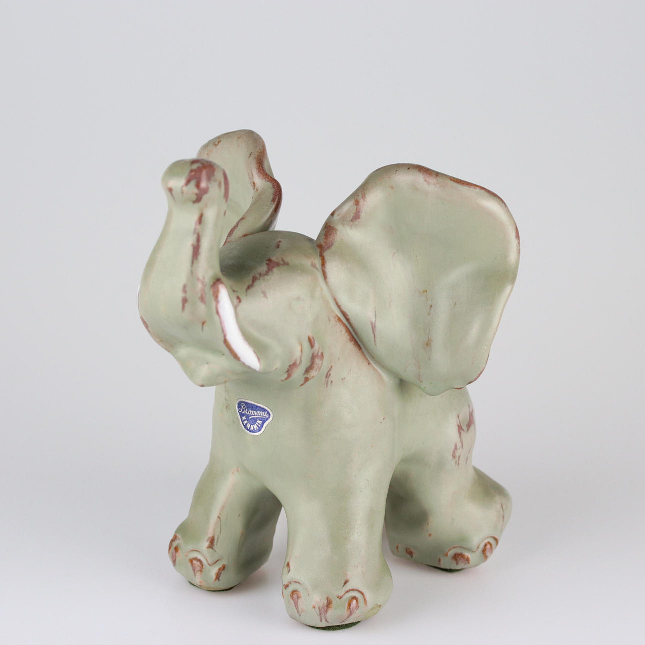 FIGURIN, elefant, glaserat stengods, Bromma Keramik.