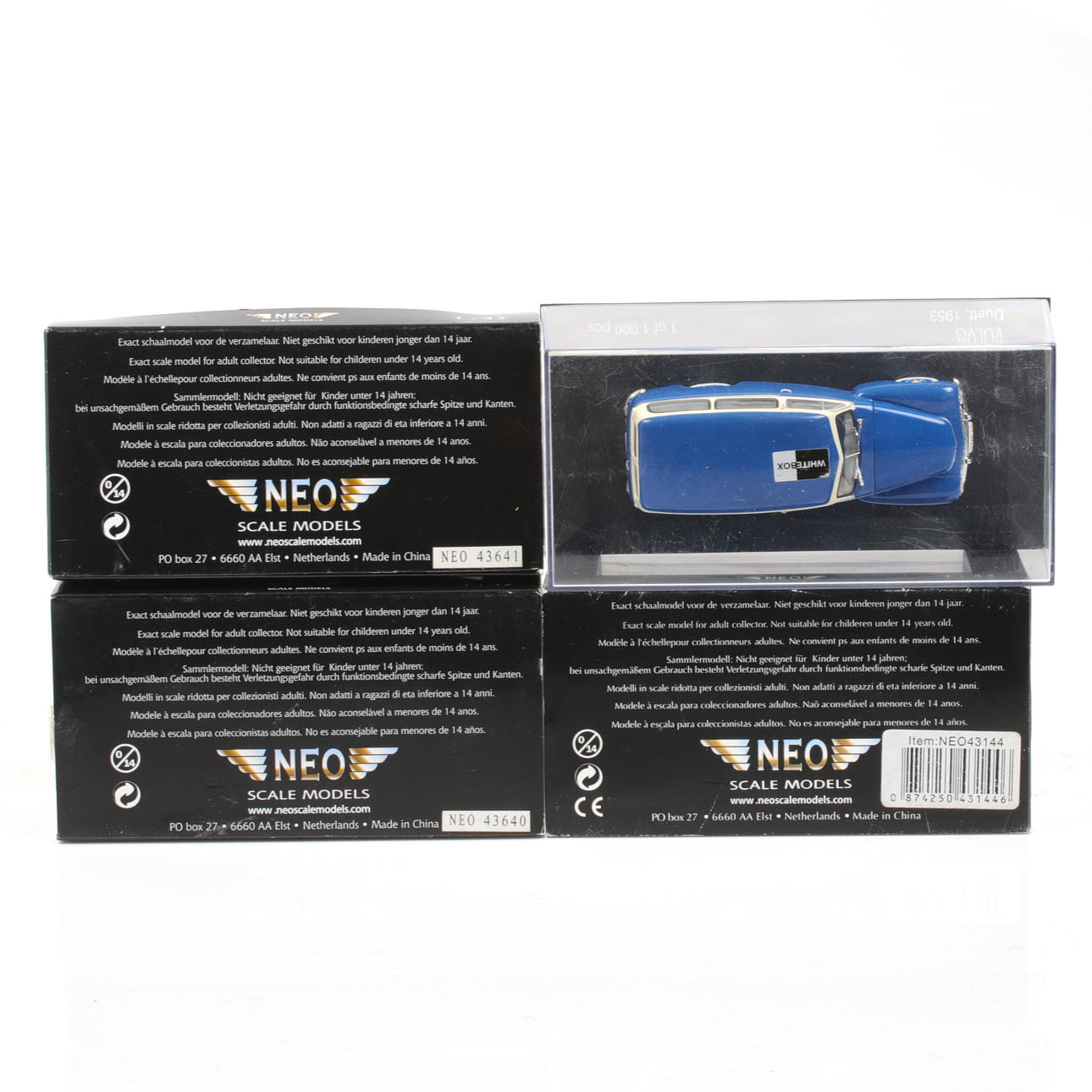 MODELLBILAR, 4 st, resin, bl.a. Volvo PV445 Duett, olika tillverkare ...