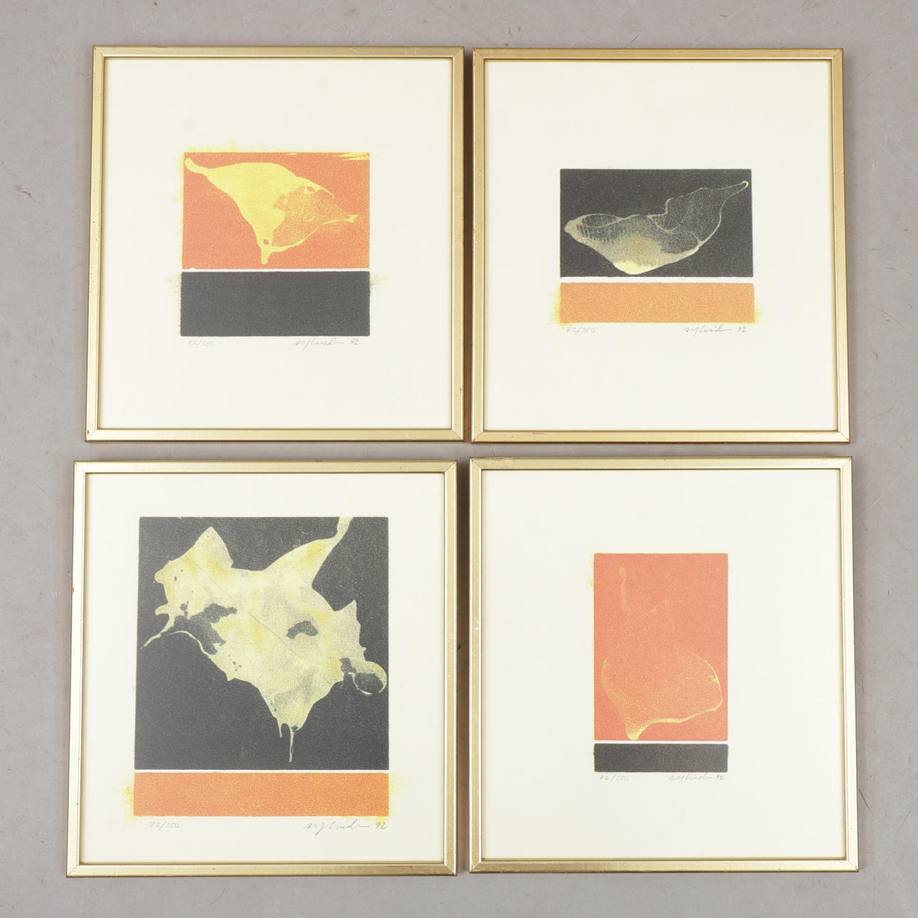 ALF LINDER. Lithographs, 4, signed and numbered 82/350, dated -92.