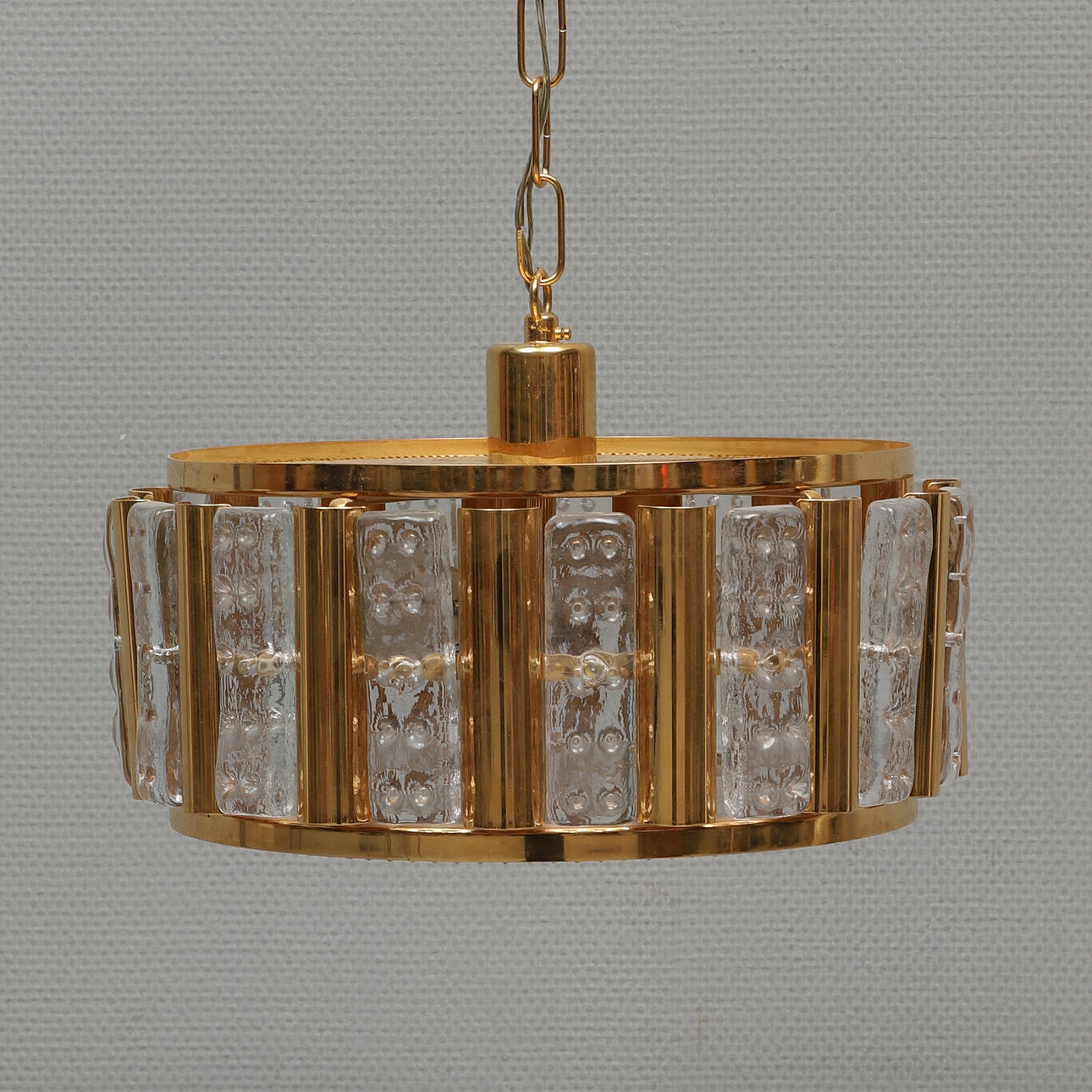 CARL FAGERLUND. Deckenlampe, Glas und Messing, Orrefors.