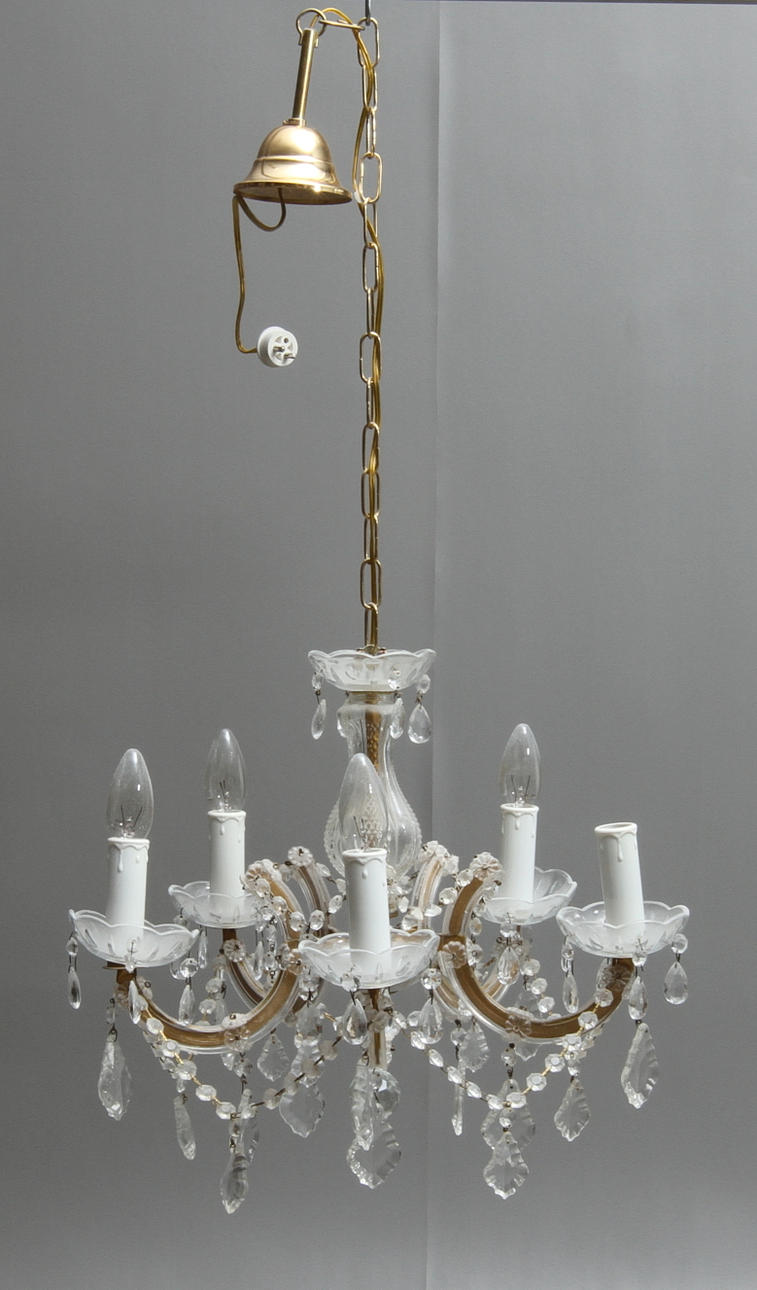LJUSKRONA, 5 ljusarmar, sk. Maria Theresia modell, 1900-tal.