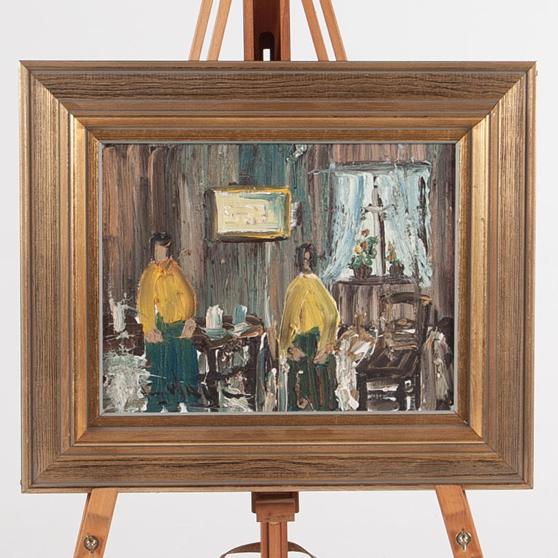 ARNE WALLSTEN. Olie på lærred, interiørfoto.