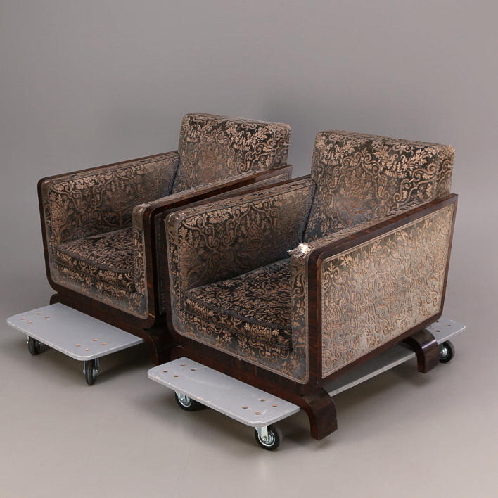 FÅTÖLJER, ett par, "bergère" art deco, 1930-tal.