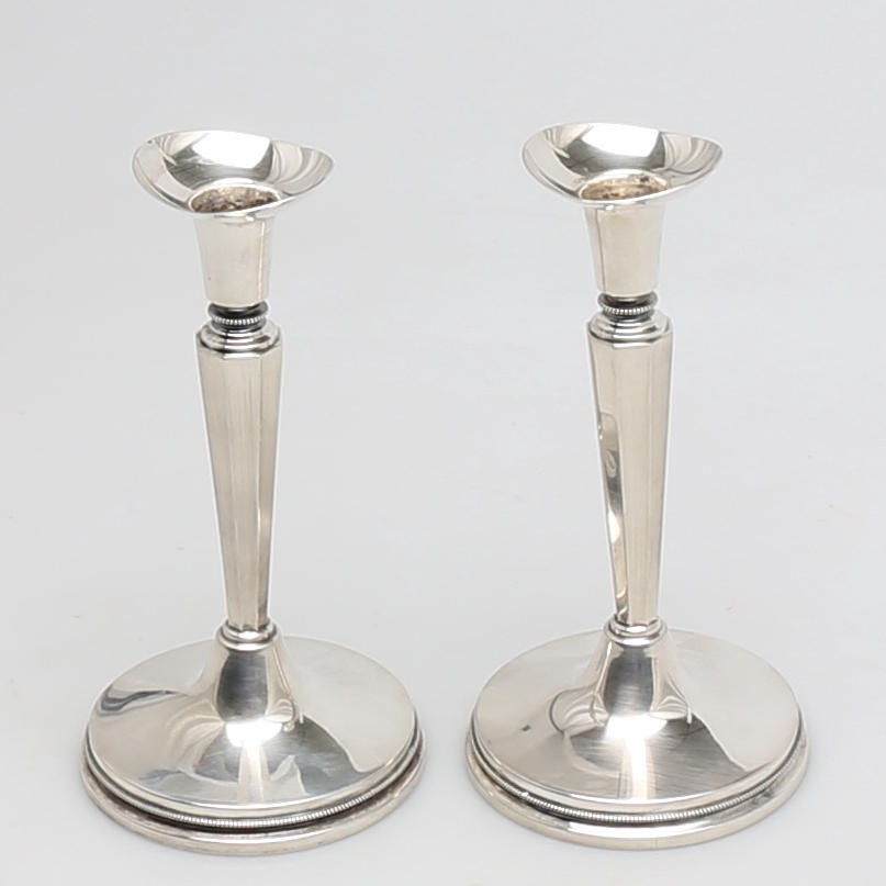 LJUSSTAKAR, ett par, silver, Markströms Guldsmeds Ab K G, Uppsala, 1958.