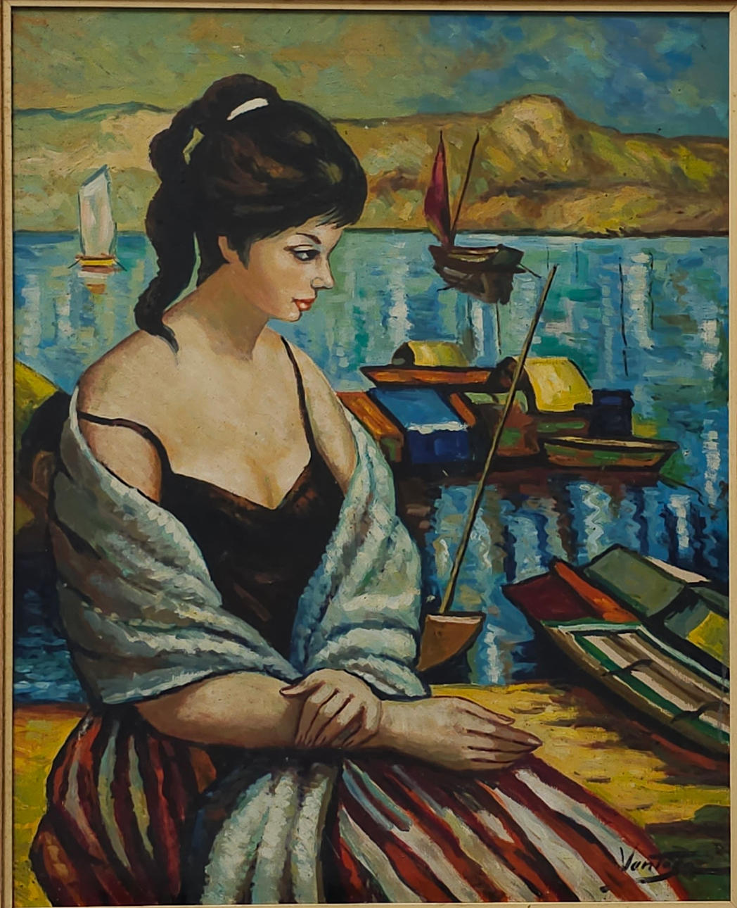 CARMEN VENTOSA. WEIBLICHE FIGUR. ÖL AUF LEINWAND.