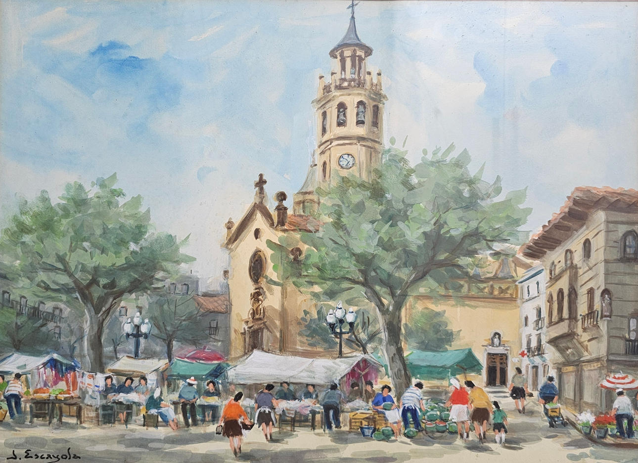 JOAN ESCAYOLA (1908-?). URBANE VISION. WASSERFARBE AUF PAPIER.