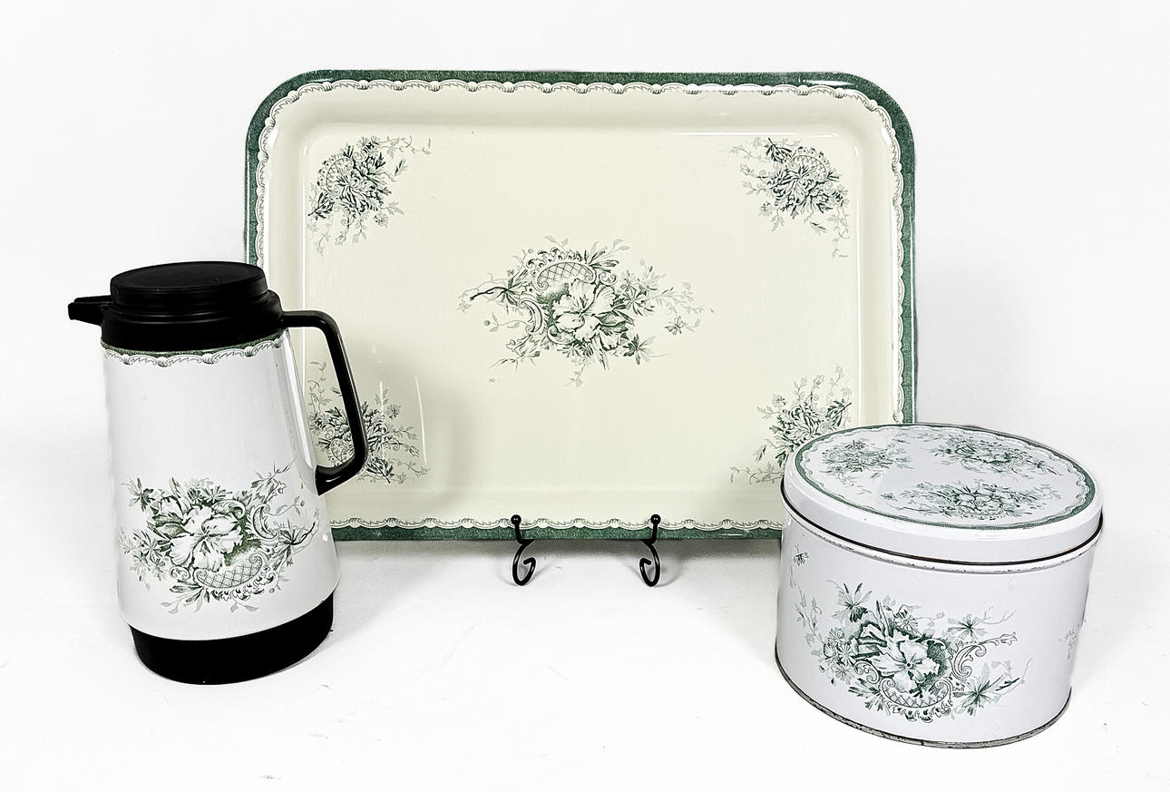 GRÖN ANNA, termos, burk och bricka.