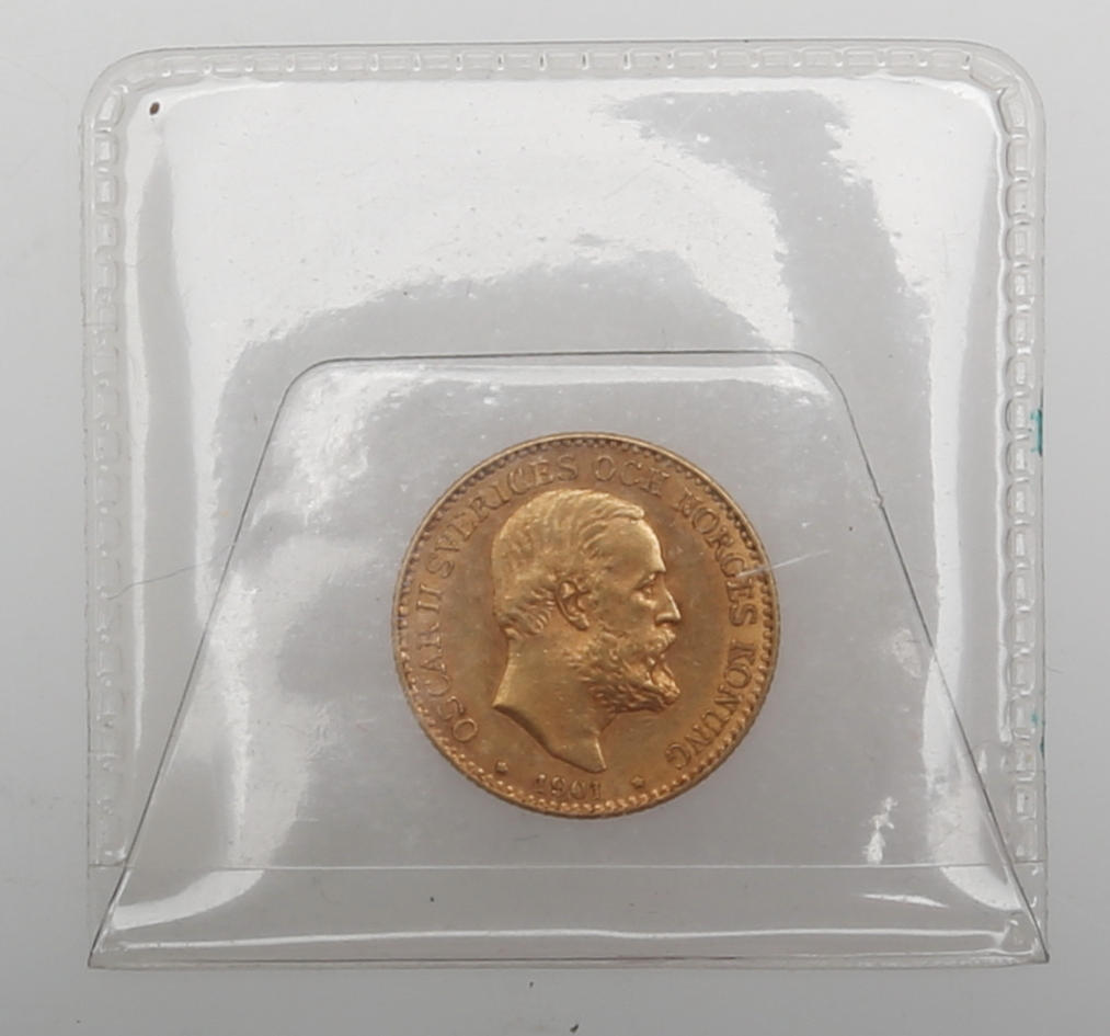 GULDMYNT, 10 kronor, Sverige, 1901.