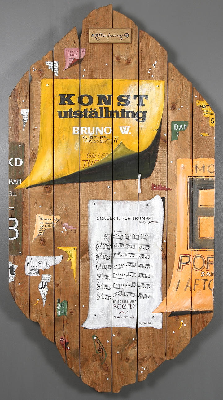 BRUNO WIKLUND. Skulptur, trä, olja på träpanel, 1900/2000-tal.