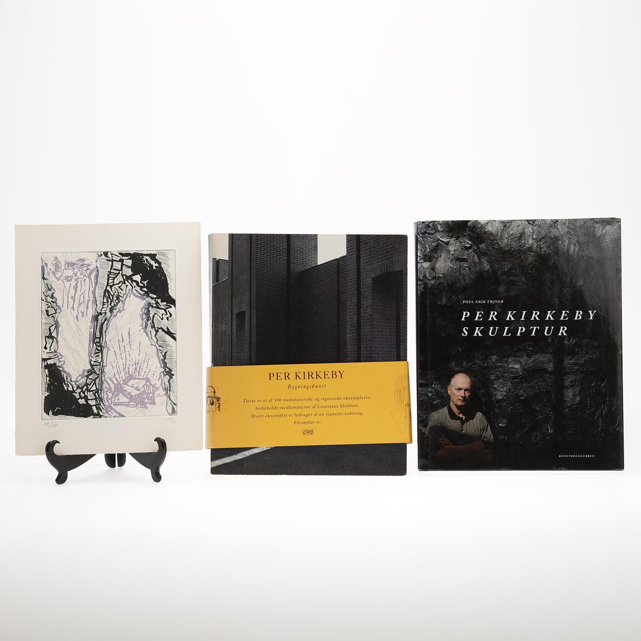 PER KIRKEBY. Böcker och etsning (2 st), Danmark.
