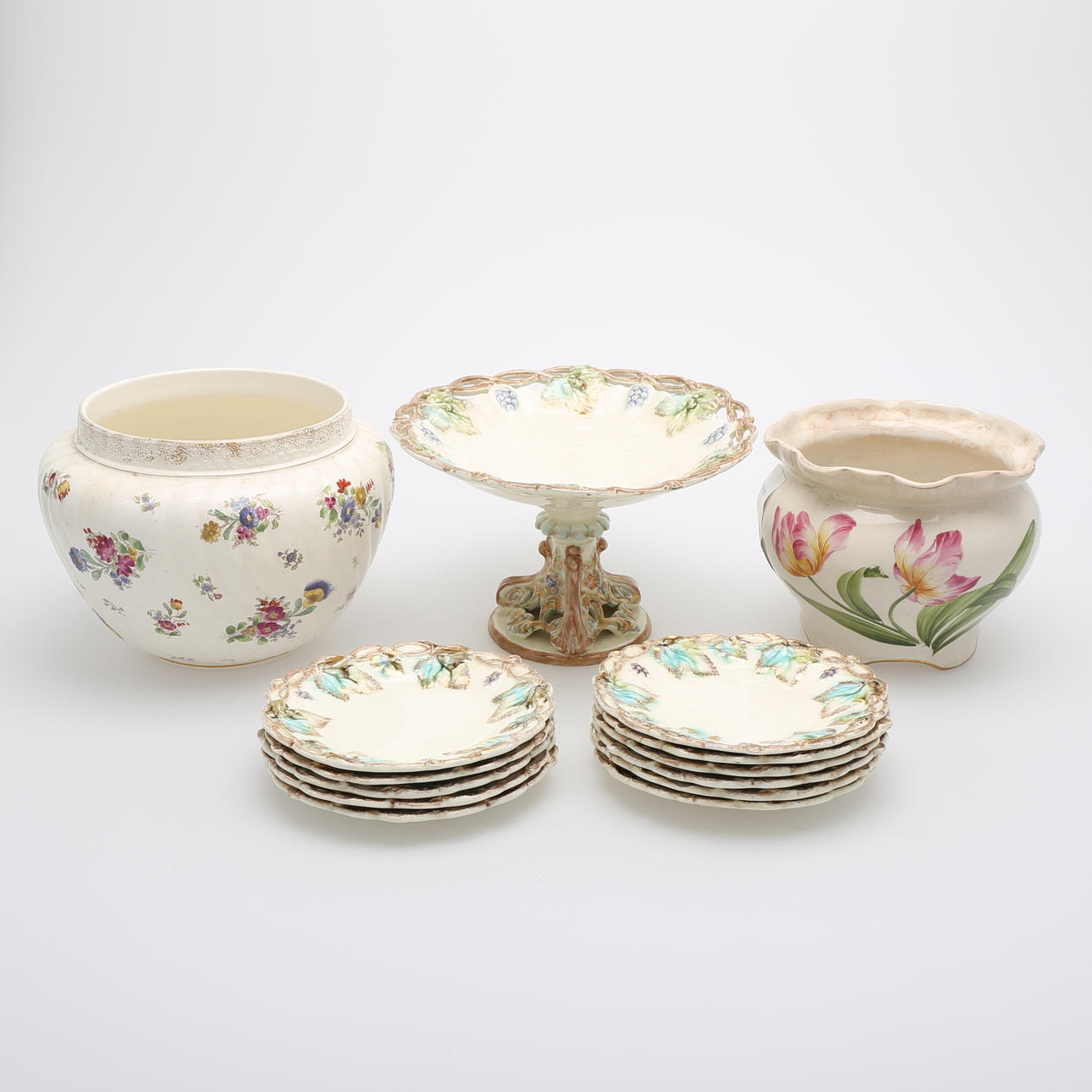 FRUKTSERVIS, 12 delar Villeroy & Boch samt YTTERFODER, 2 st, porslin.