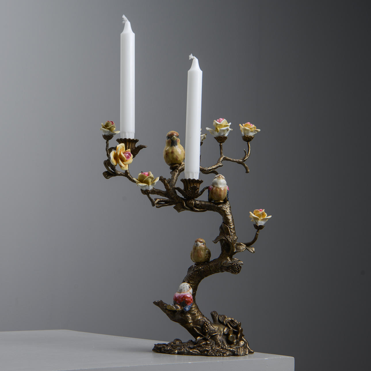 LJUSSTAKE, metall & porslin, 1900-tal.