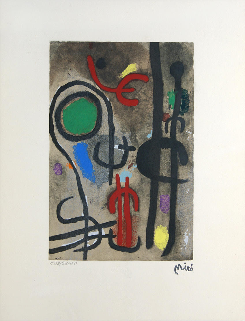 MIRÓ, JOAN (BARCELONA 1893 - 1983 PALMA DE MALLORCA. ”Abstrakt komposition”.