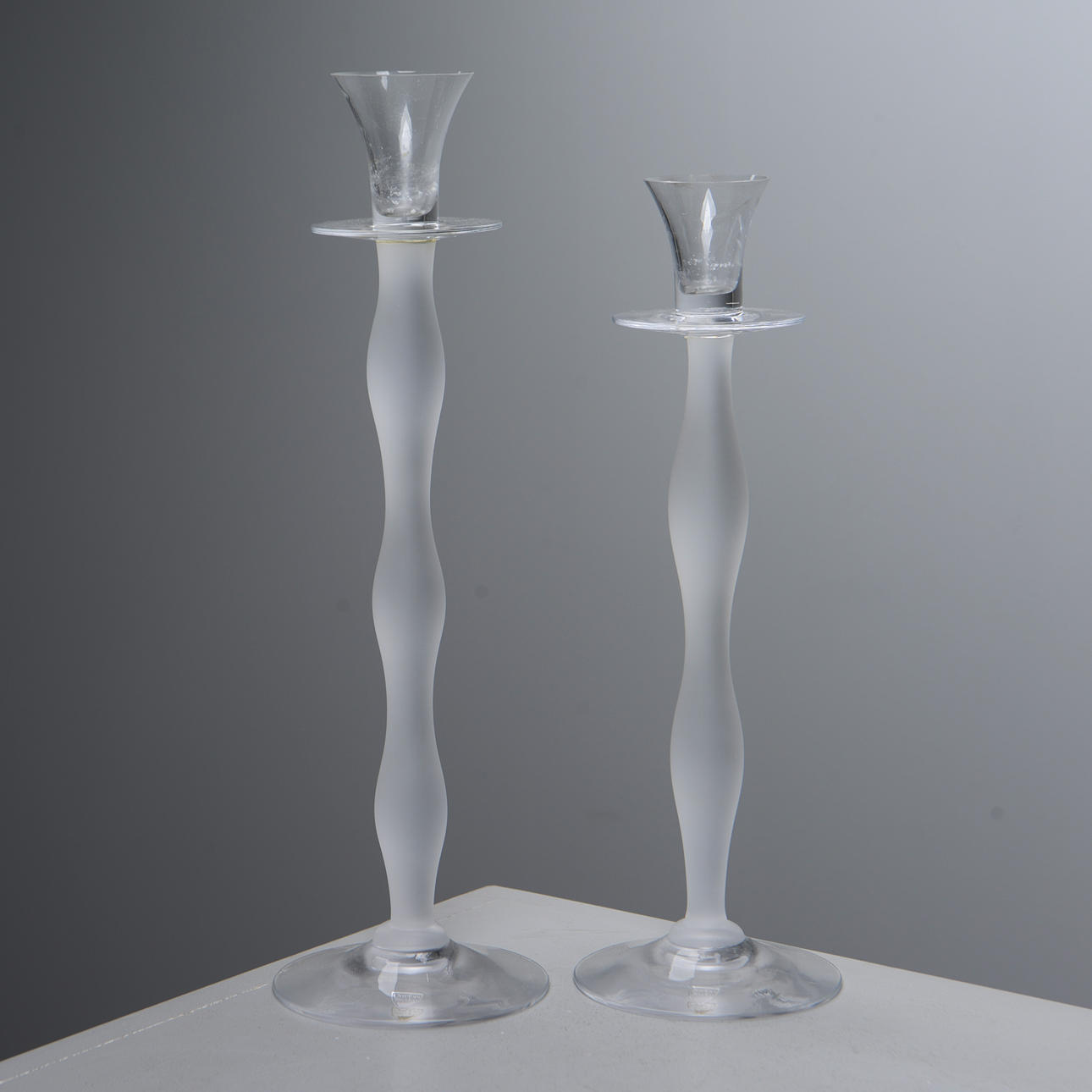 ANNE NILSSON. Candlesticks, 2 pcs, glass, “Celeste”, Orrefors.