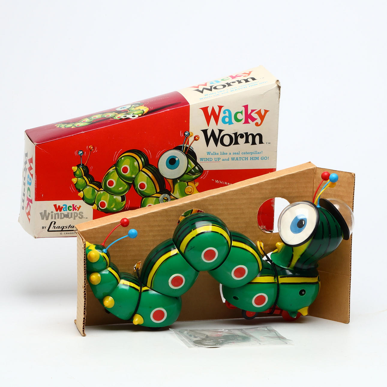 CRAGSTAN WACKY WORM, plastic, clockwork, original packaging.