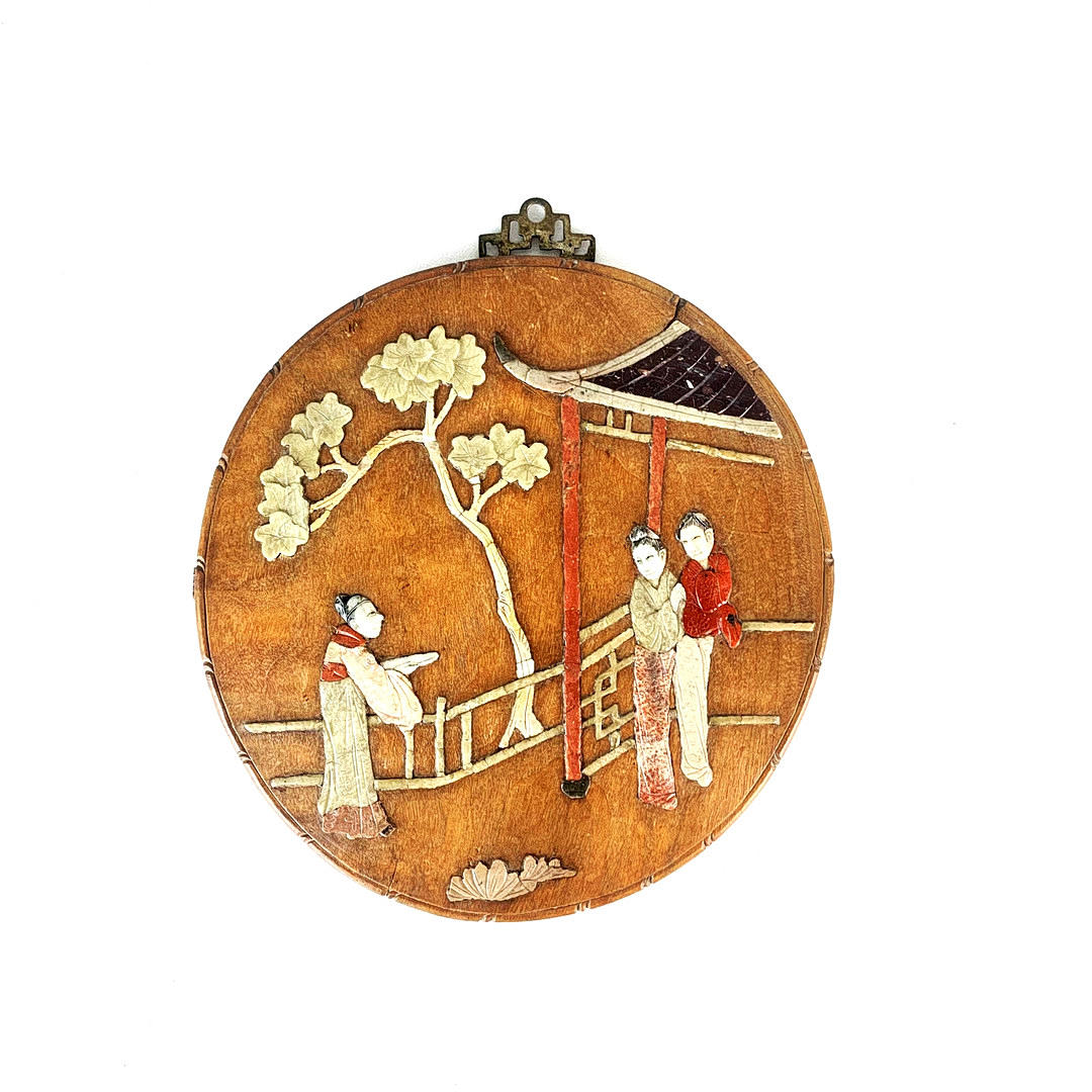 KINESISK JADE OCH STENPANEL.