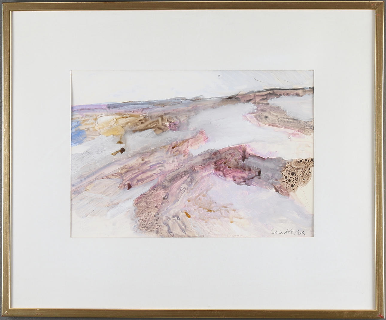 CURT AGGE. Abstrakt komposition, gouache på papper. Signerad.