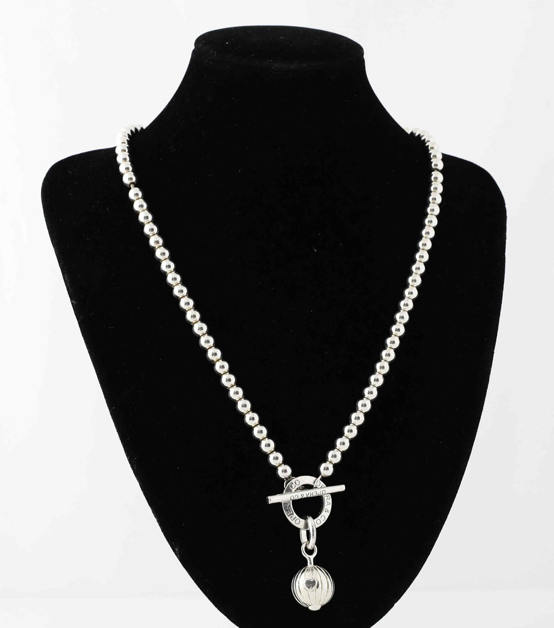 OPERA & CO. necklace, silver, Cleavage heartball.