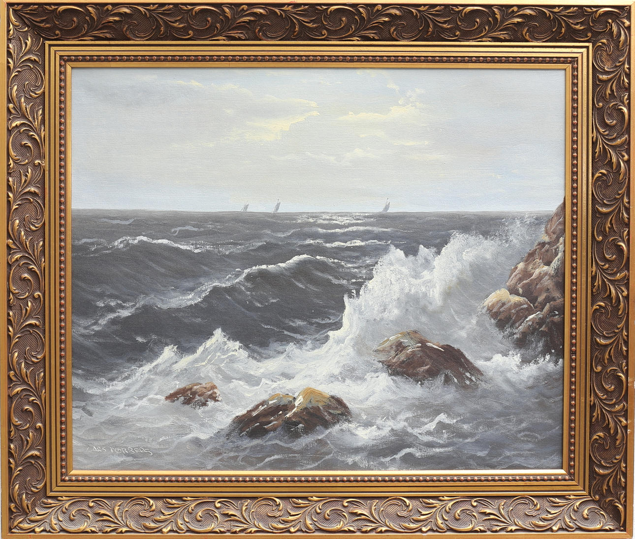 LARS NORBERG. Kustlandskap. Olja på duk, signerad.