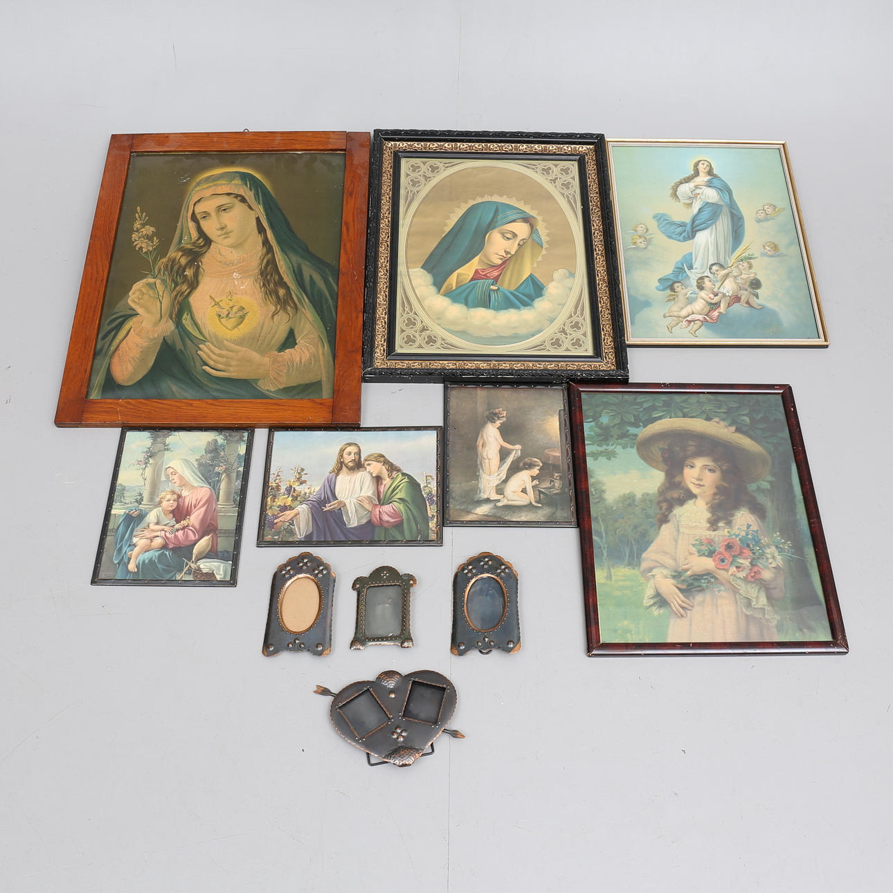 OLJETRYCK samt RAMAR, 11 st, 1800/1900-tal.