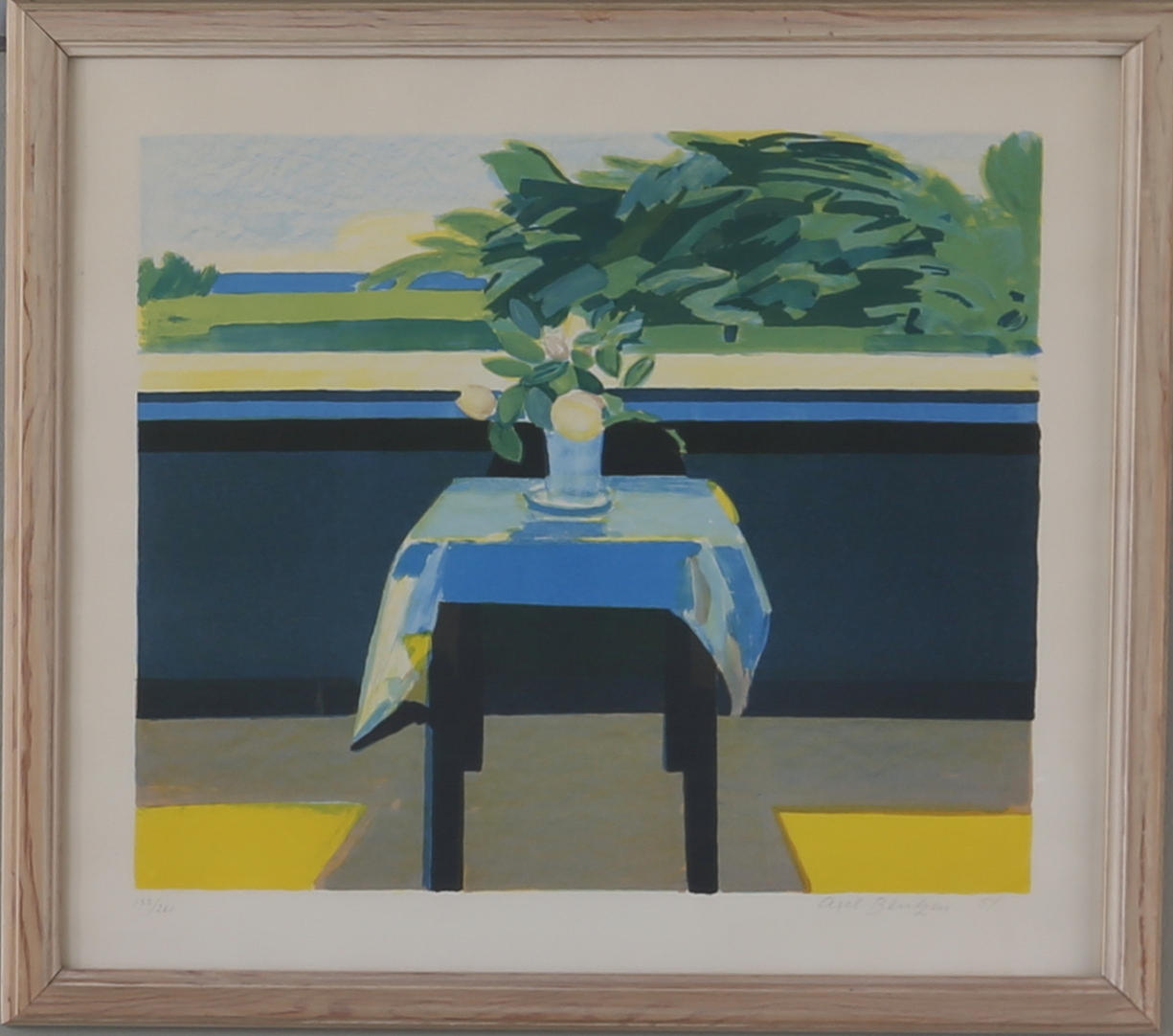 AXEL BENTZEN. "Utsikt från altanen", litografi, signerad, numrerad 152/260 och daterad 51.