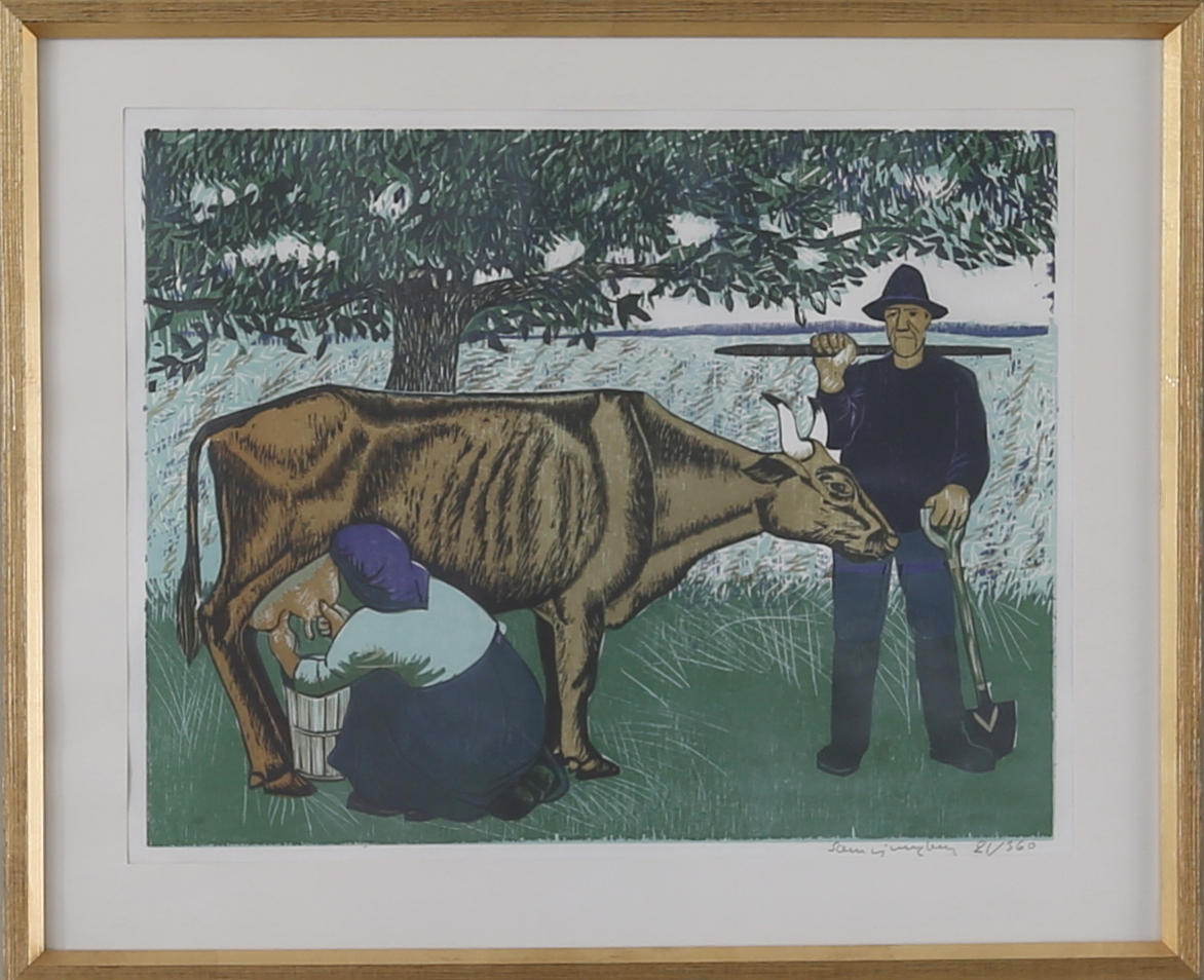 SVEN LJUNGBERG. På bondgården, grafiskt blad, numrerad och signerad.