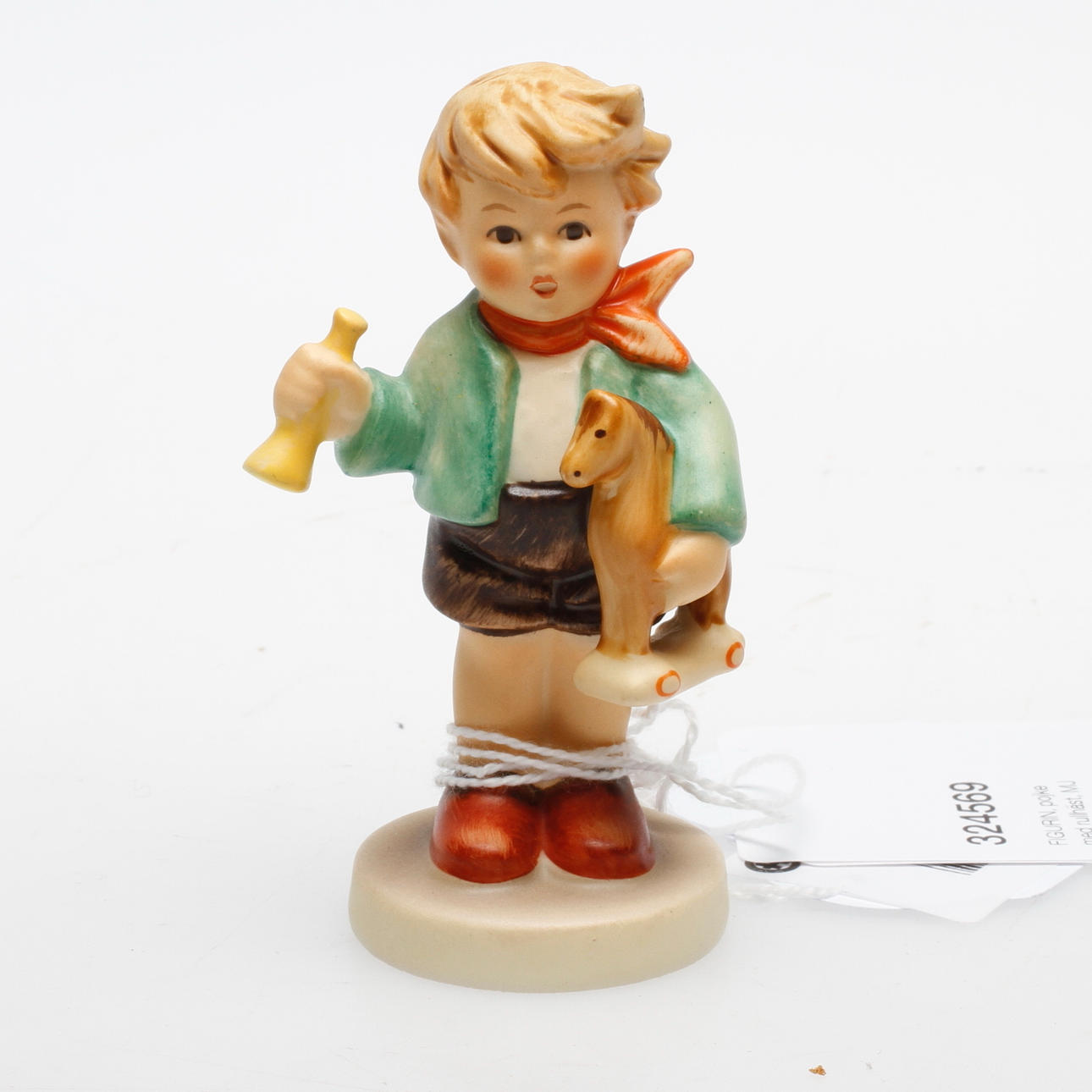 FIGURIN, pojke med rullhäst, MJ Hummel, Goebel, Tyskland.